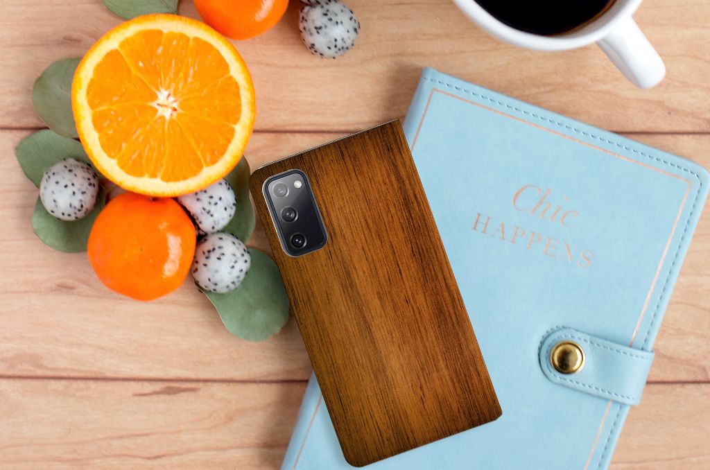 Samsung Galaxy S20 FE Book Wallet Case Donker Hout - B2C Telecom