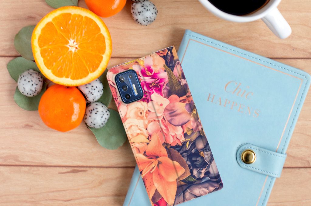 Motorola Moto G9 Plus Smart Cover Bosje Bloemen