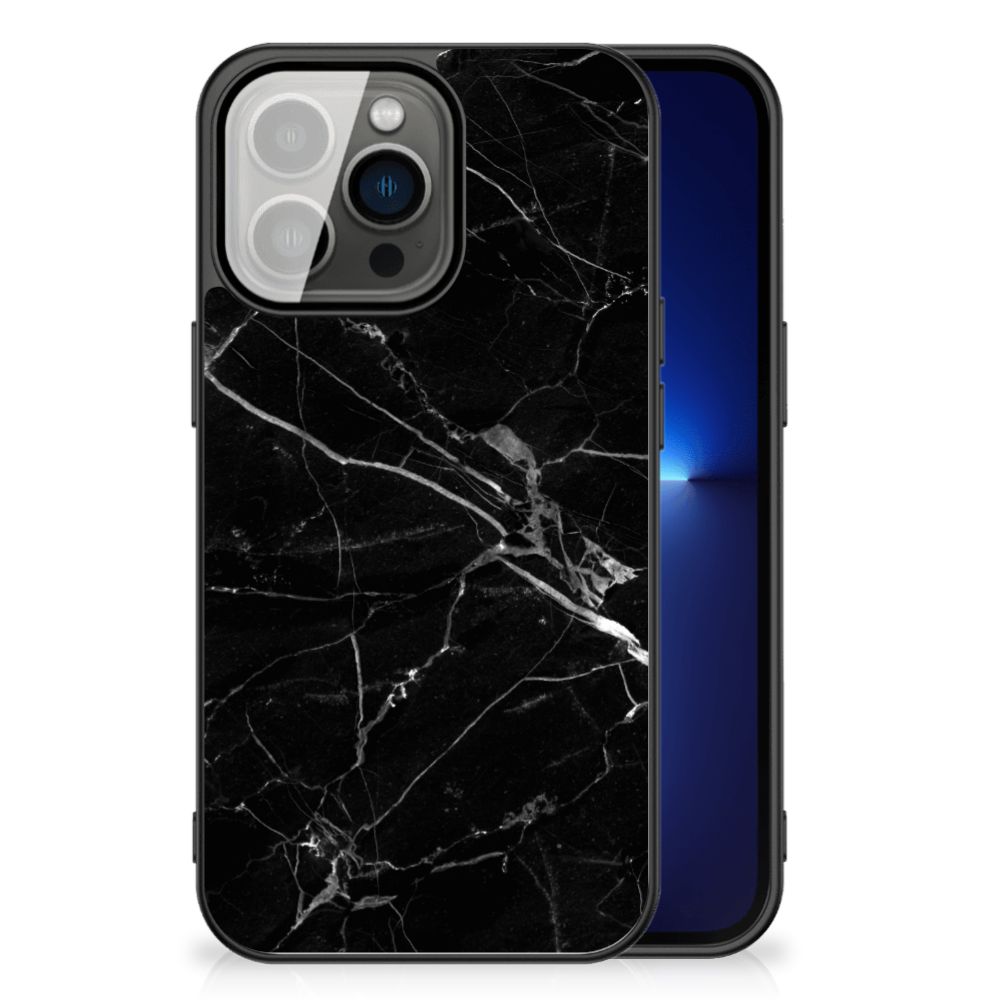 iPhone 13 Pro Marmeren Print Telefoonhoesje Marmer Zwart - Origineel Cadeau Vader