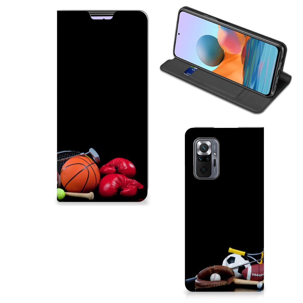 Xiaomi Redmi Note 10 Pro Hippe Standcase Sports design met sportafbeeldingen en pasjeshouder