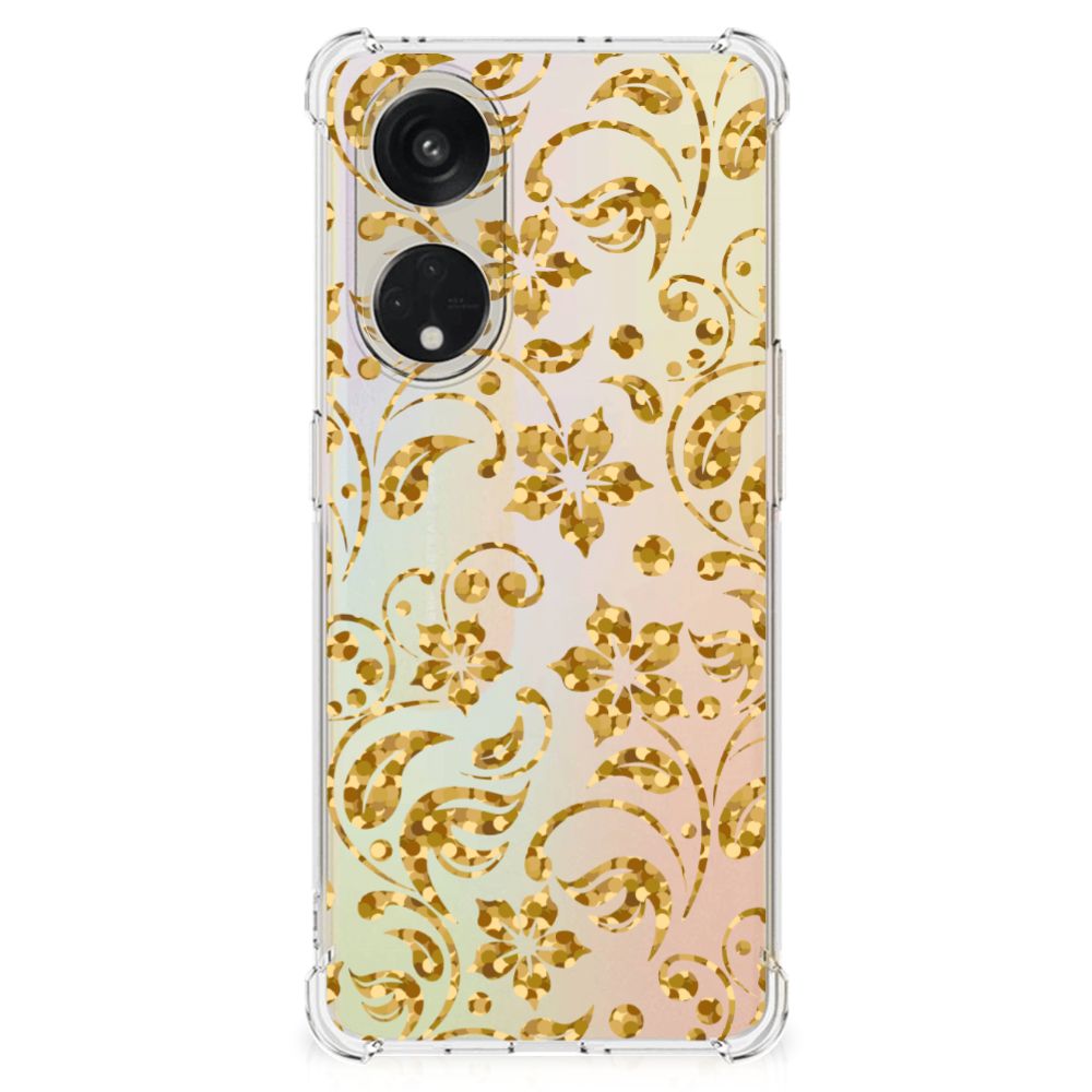 OPPO A98 Case Gouden Bloemen