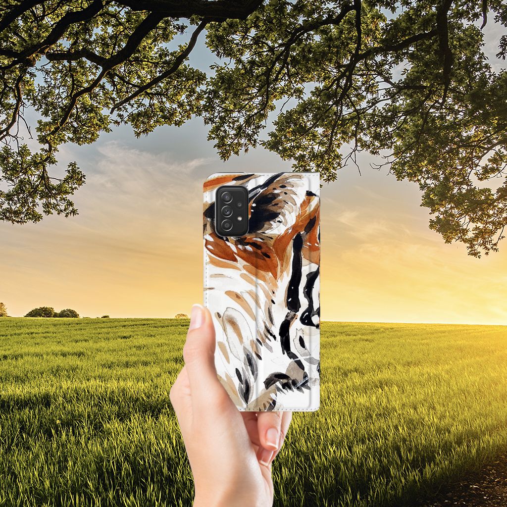 Bookcase Samsung Galaxy A03s Watercolor Tiger - B2C Telecom