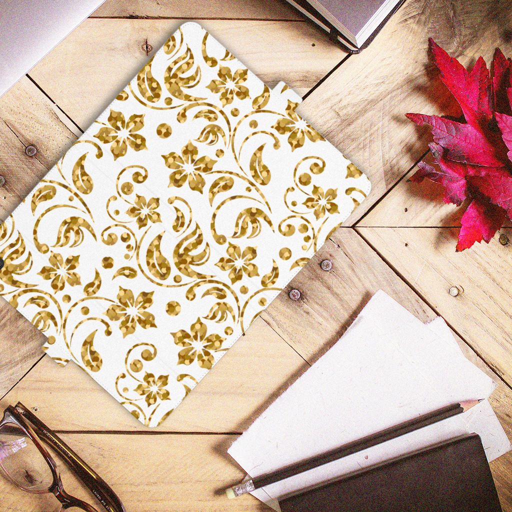 Samsung Galaxy Tab S6 Lite | S6 Lite (2022) Tablet Cover Gouden Bloemen