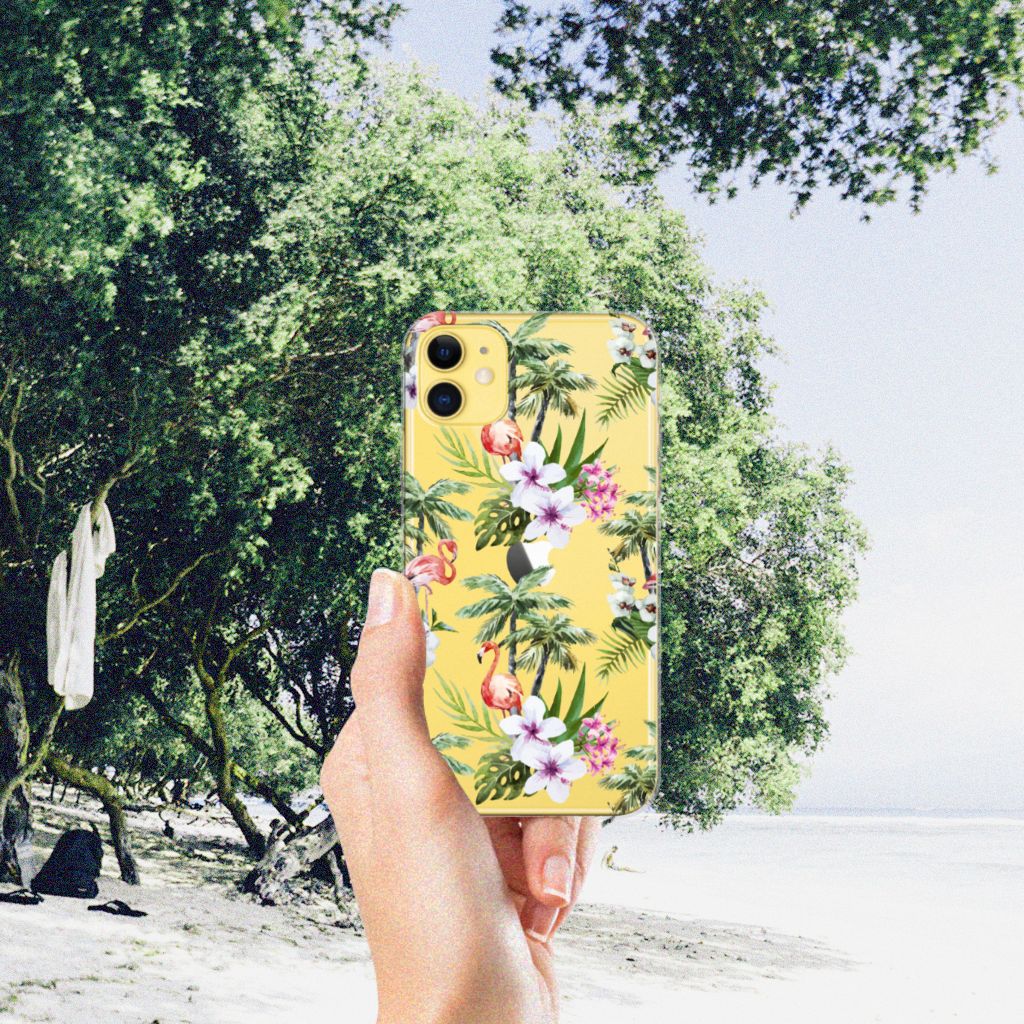 Apple iPhone 11 TPU Hoesje Flamingo Palms