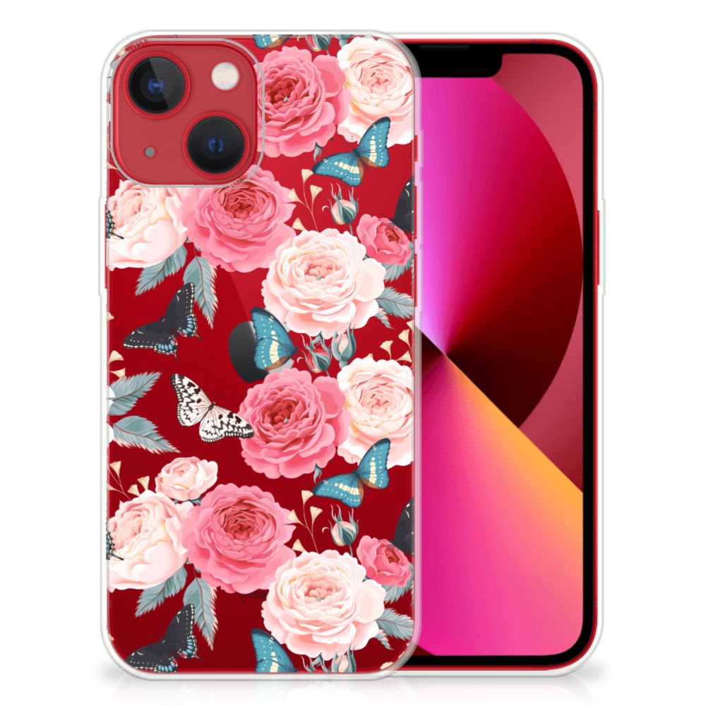 Apple iPhone 13 TPU Case Butterfly Roses met een mooi rozen- en vlinderdesign đšđĻ