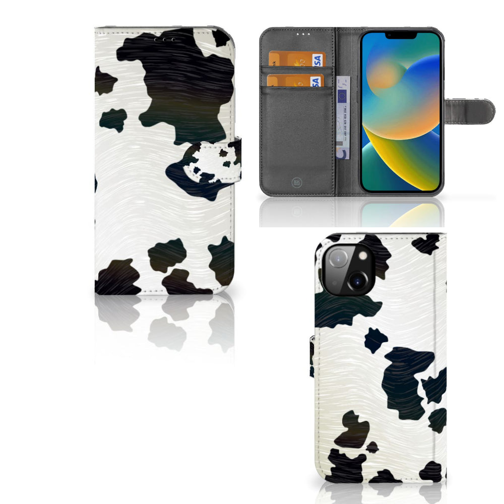 iPhone 14 Plus Telefoonhoesje met Pasjes Koeienvlekken