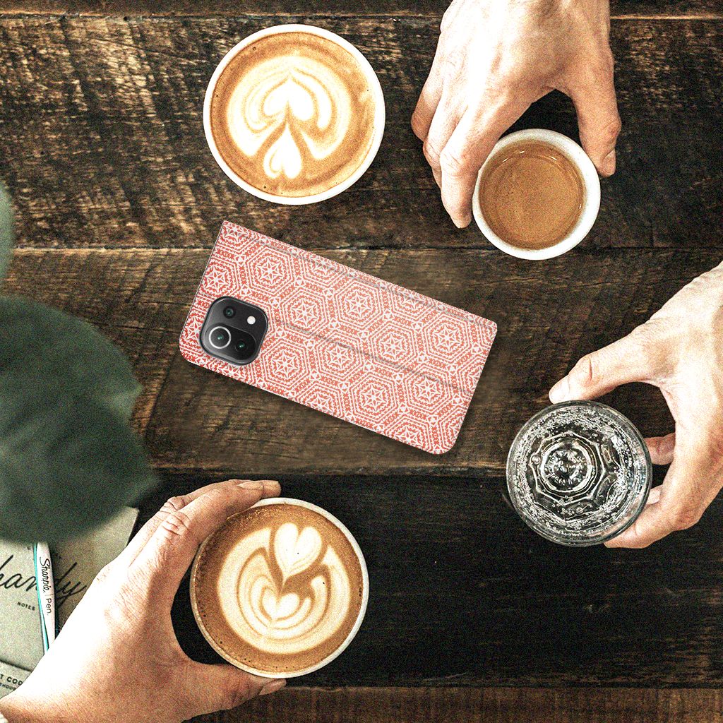 Xiaomi 11 Lite NE 5G | Mi 11 Lite Hoesje met Magneet Pattern Orange - B2C Telecom