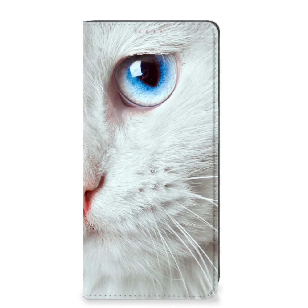 OPPO A54 5G | A74 5G | A93 5G Hoesje maken Witte Kat - B2C Telecom