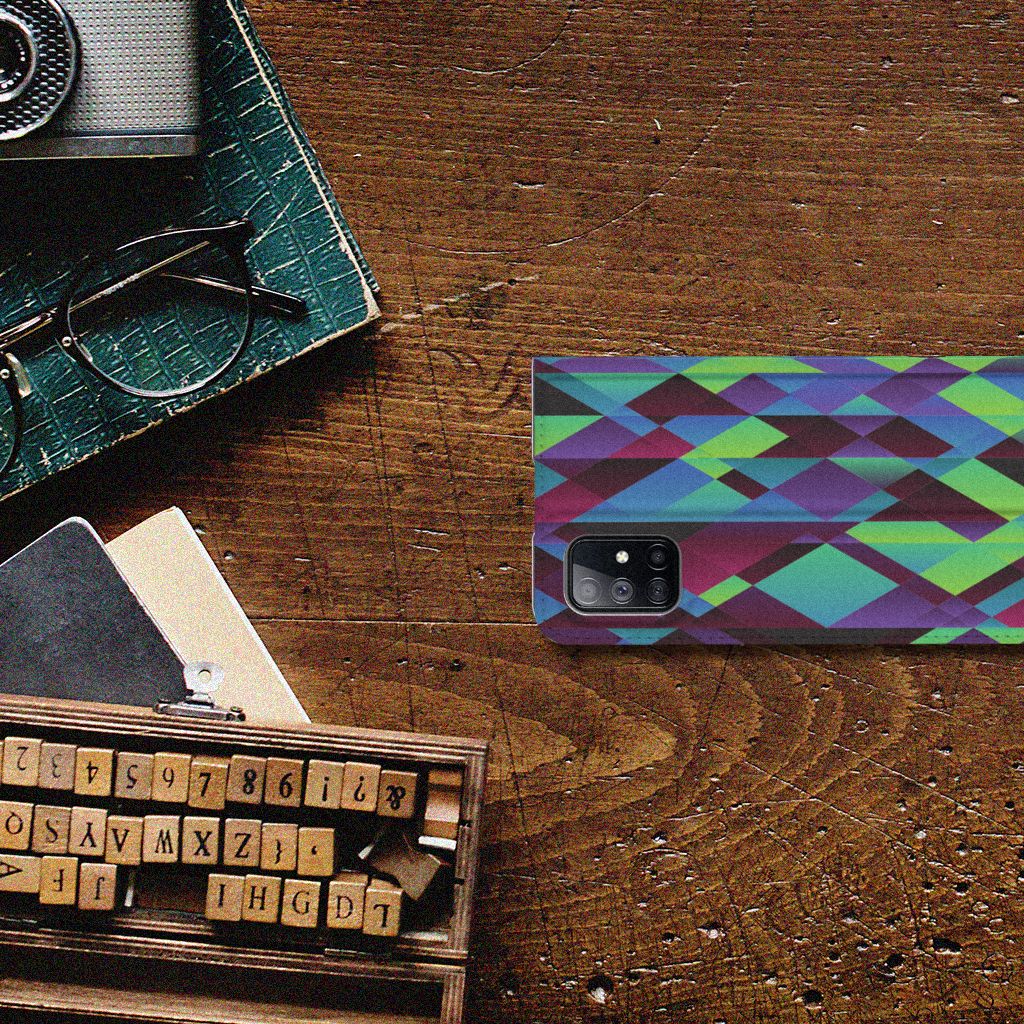 Samsung Galaxy M51 Stand Case Abstract Green Blue - B2C Telecom
