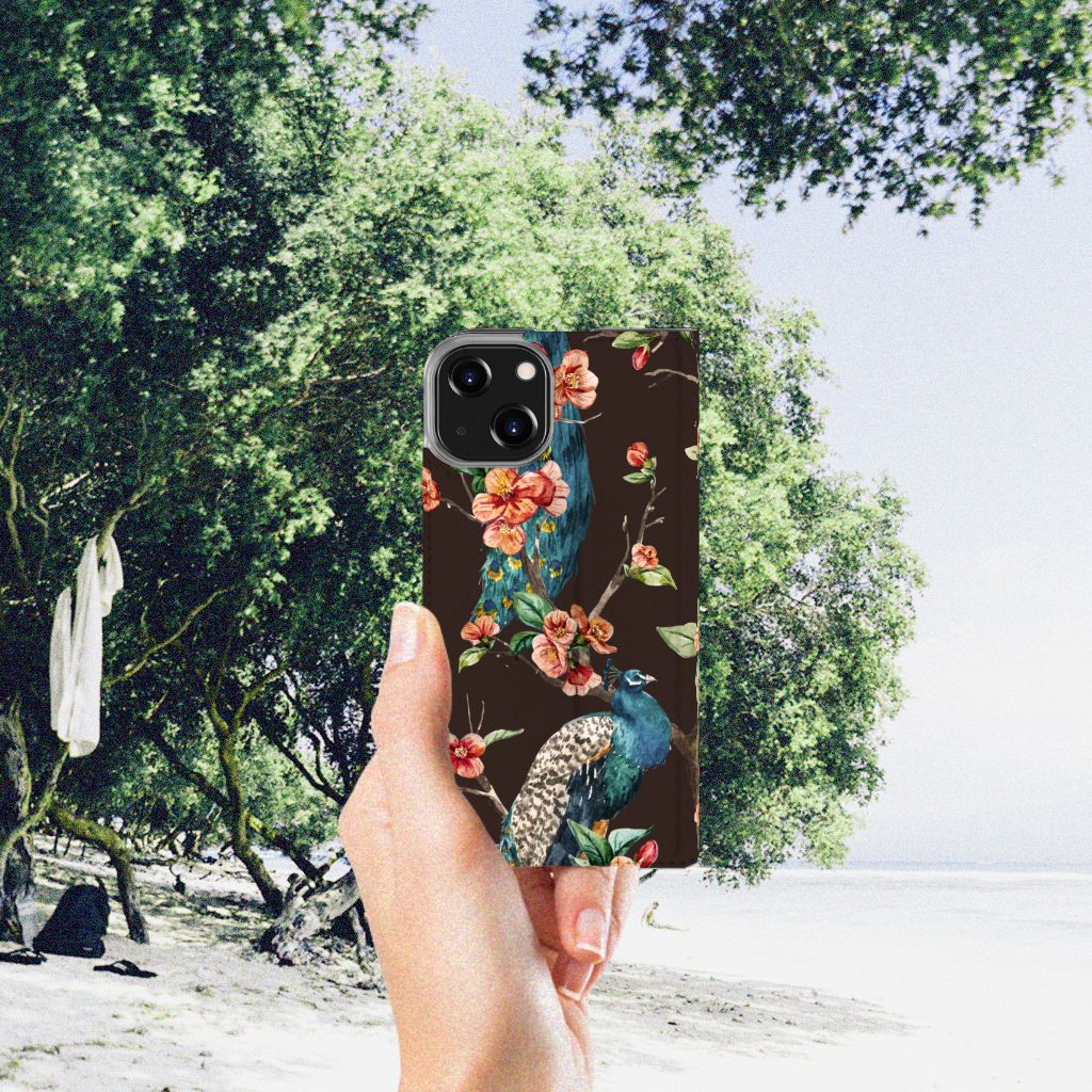 iPhone 14 Hoesje maken Pauw met Bloemen