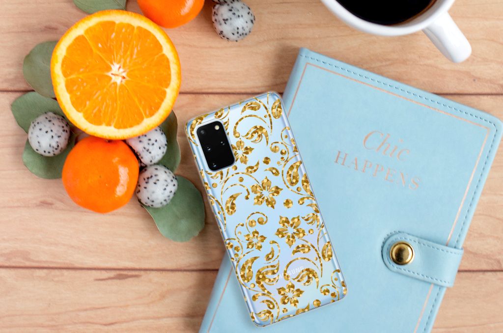 Samsung Galaxy S20 Plus TPU Case Gouden Bloemen B2C Telecom