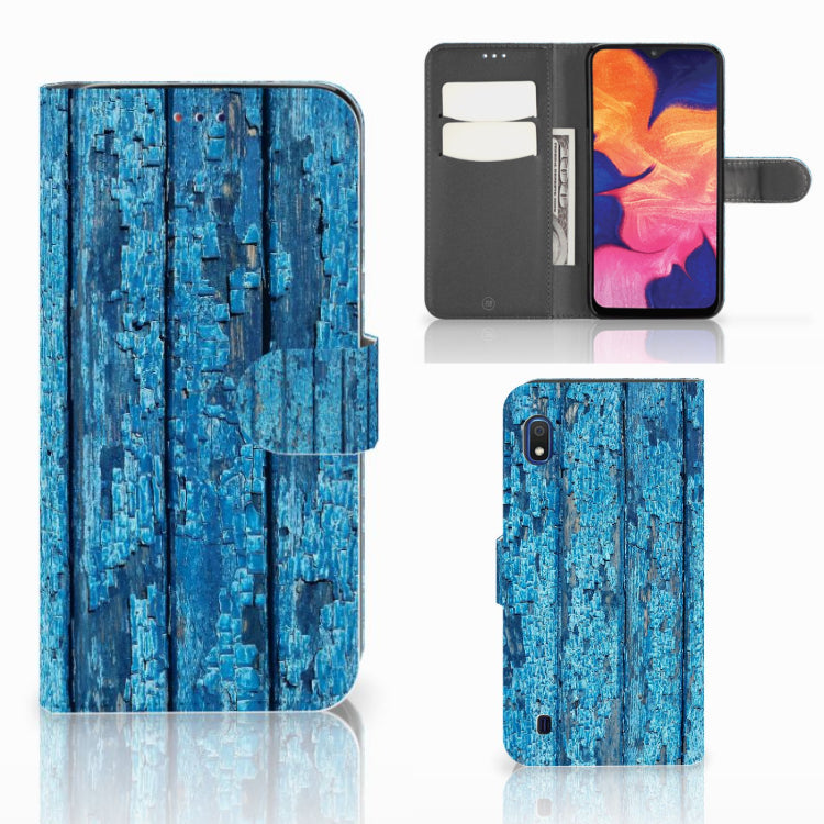 Samsung Galaxy A10 Book Style Case Wood Blue