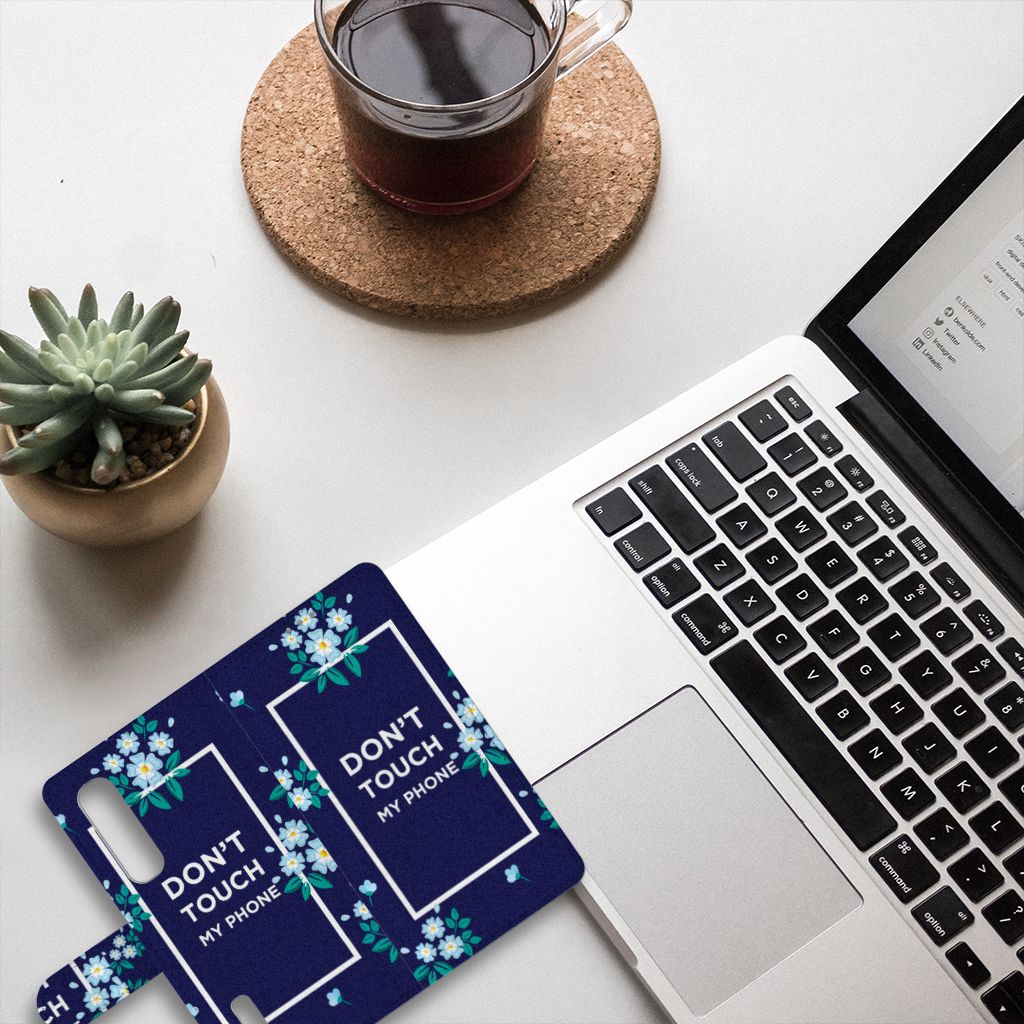 OPPO Find X2 Pro Portemonnee Hoesje Flowers Blue DTMP