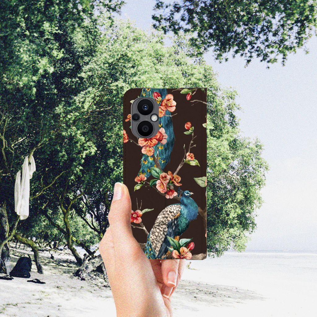 OPPO Reno8 Lite Hoesje maken Pauw met Bloemen - B2C Telecom