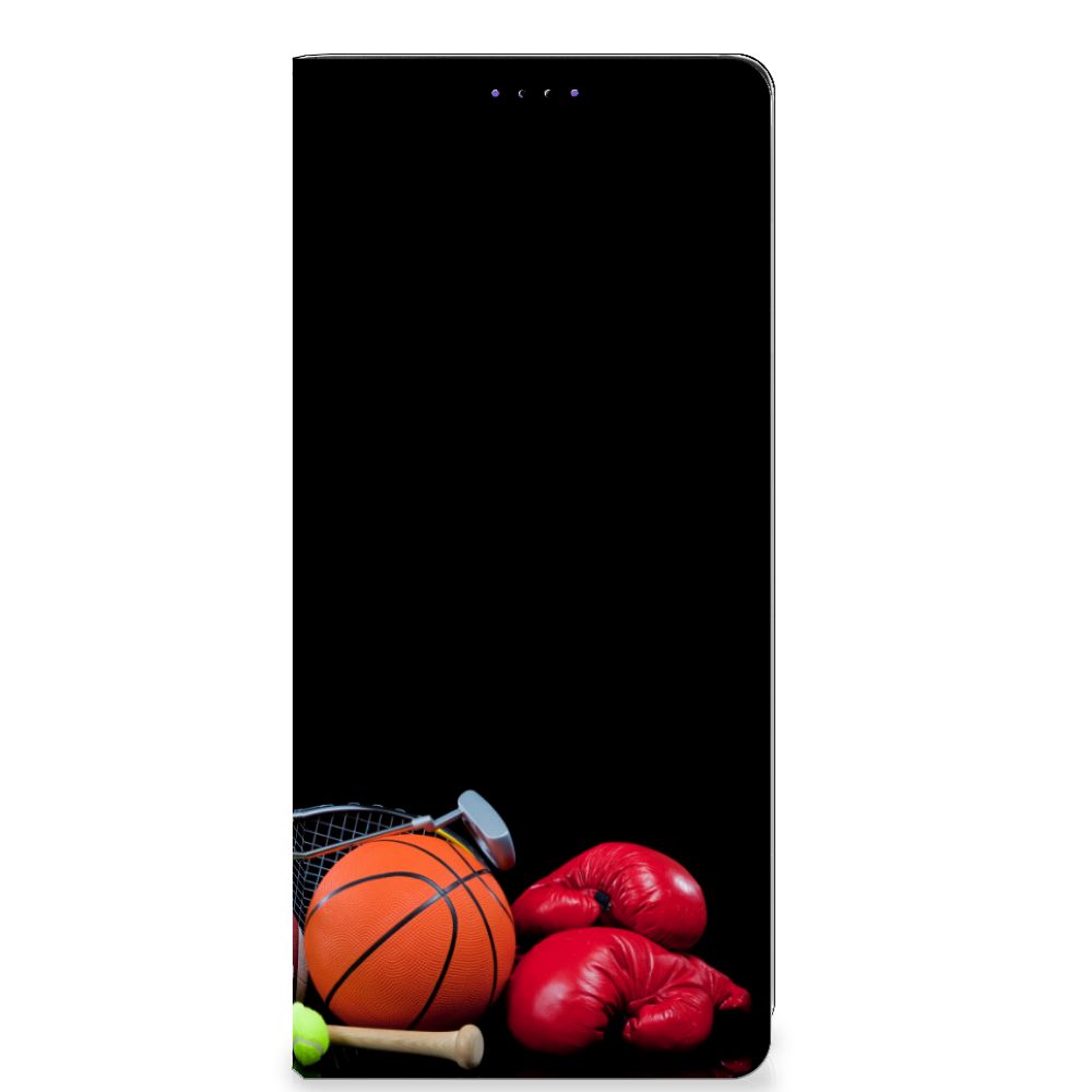 Samsung Galaxy A22 5G Hippe Standcase Sports with basketball, boxing gloves, and sports equipment design