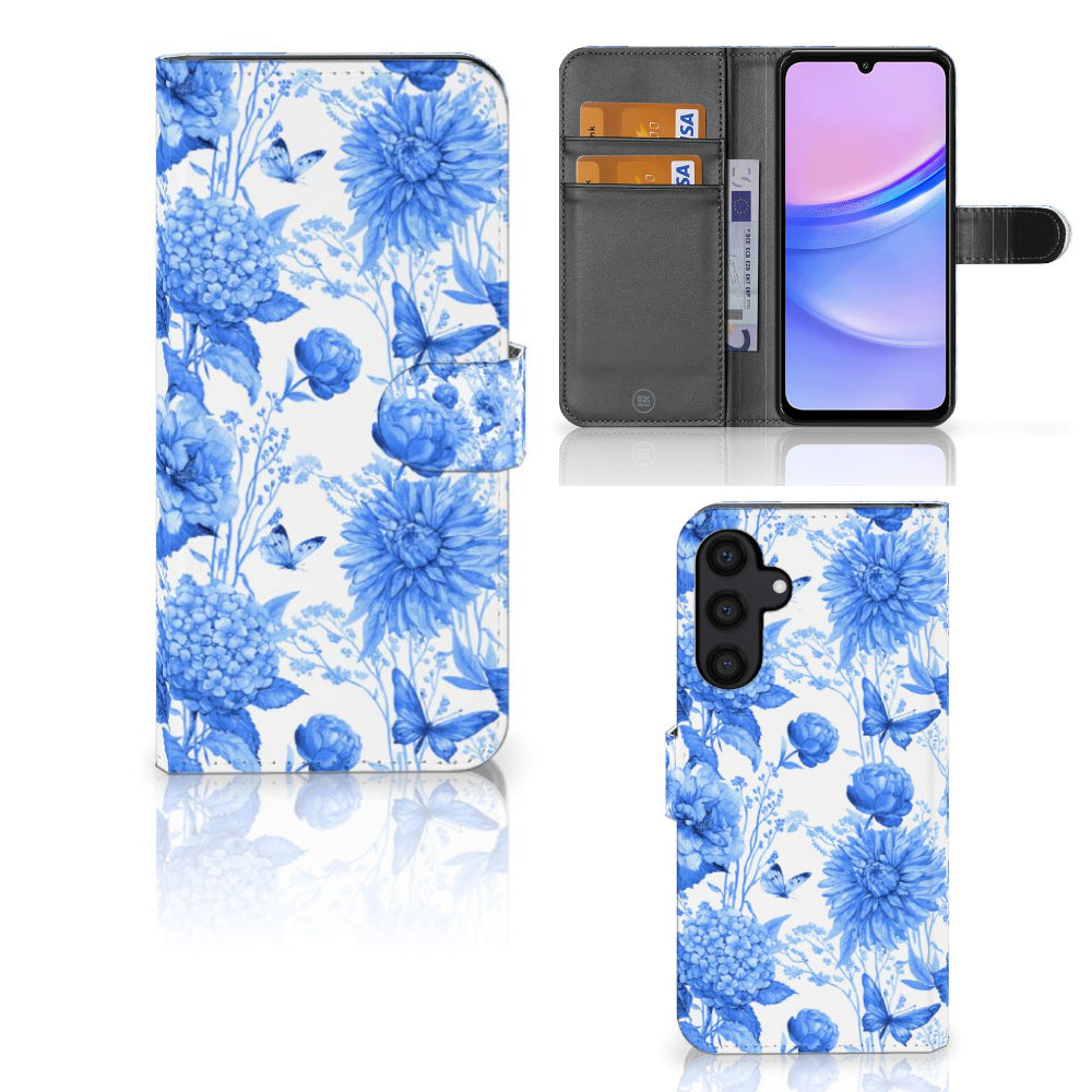 Hoesje voor Samsung Galaxy A15 Flowers Blue