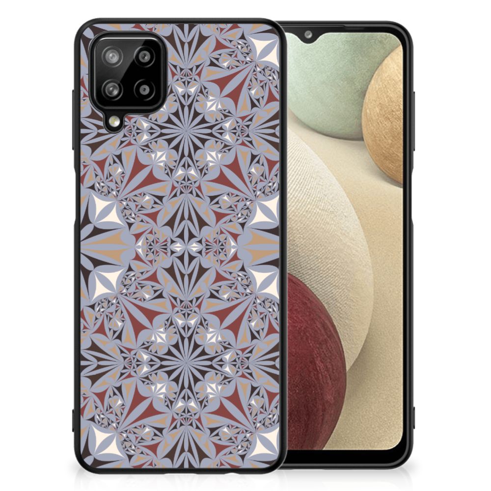 Samsung Galaxy A12 Marmeren Print Telefoonhoesje Flower Tiles