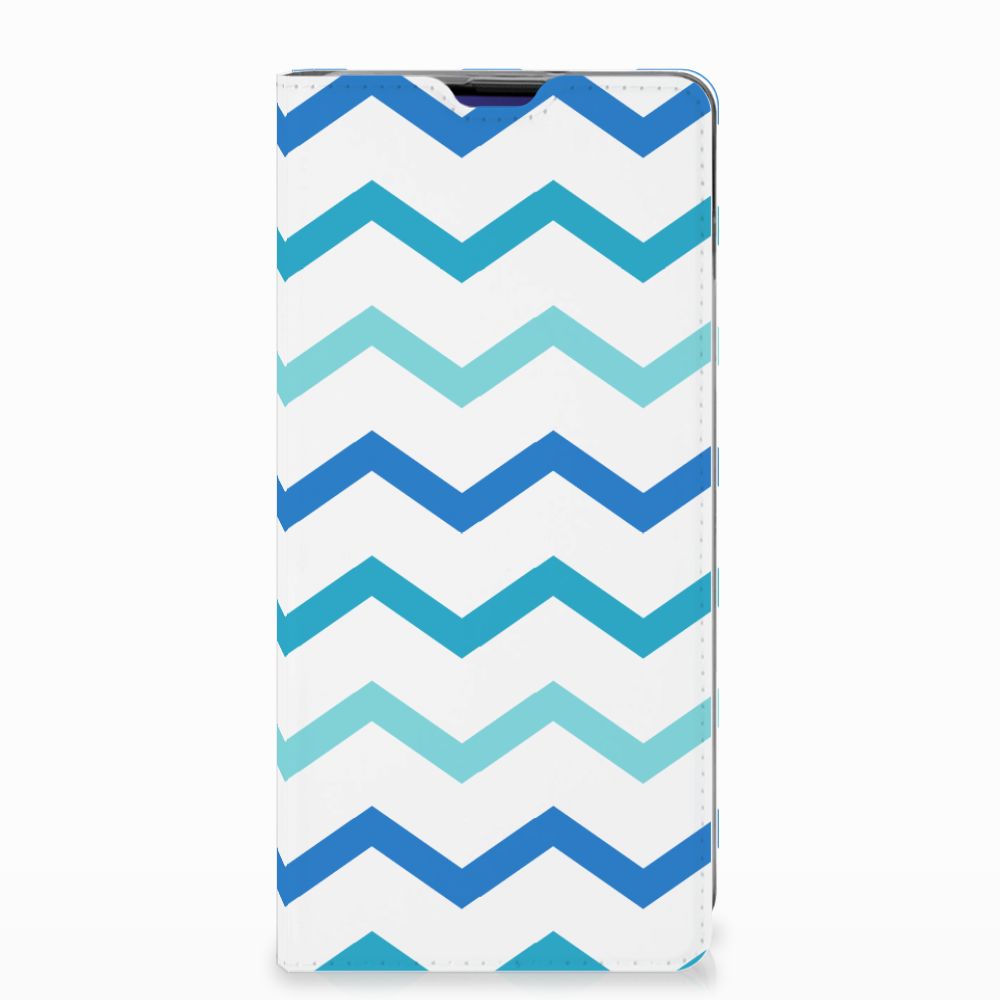 Samsung Galaxy S10 Plus Hoesje met Magneet Zigzag Blauw