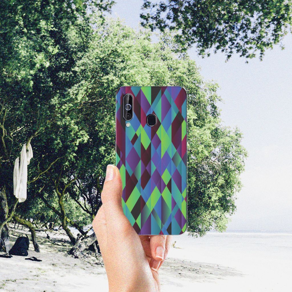 Samsung Galaxy A60 TPU Hoesje Abstract Green Blue
