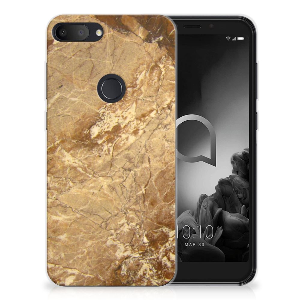 Alcatel 1S (2019) TPU Siliconen Hoesje Marmer Creme