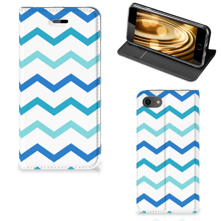 iPhone 7 | 8 | SE (2020) | SE (2022) Hoesje met Magneet Zigzag Blauw