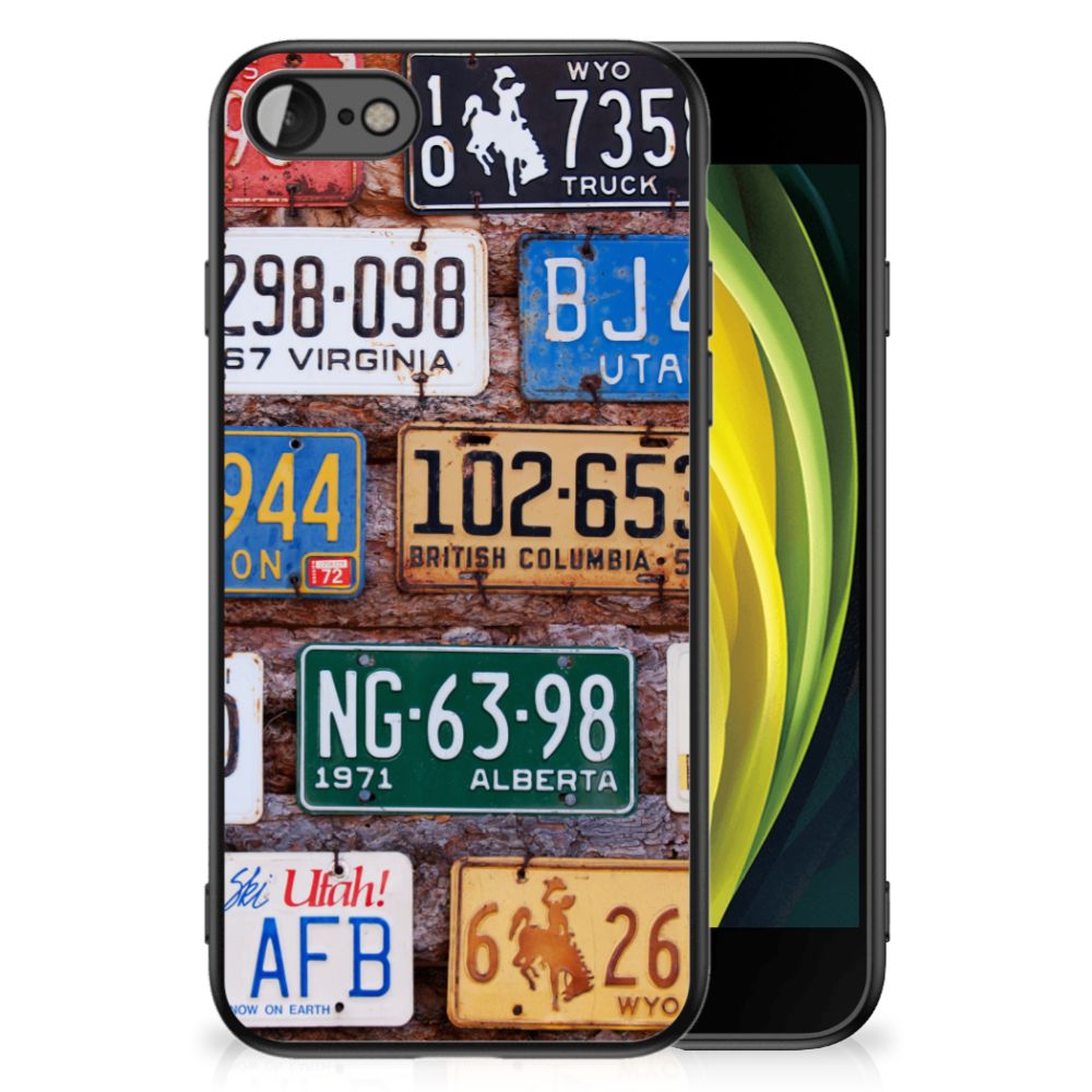 iPhone SE 2022 | SE 2020 | 7/8 Silicone Back Case Kentekenplaten met vintage kentekenplaten ontwerp