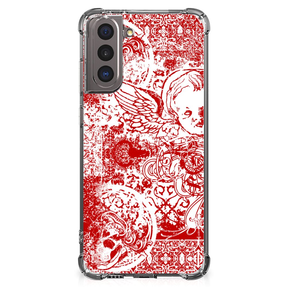 Extreme Case Samsung Galaxy S21 Angel Skull Rood