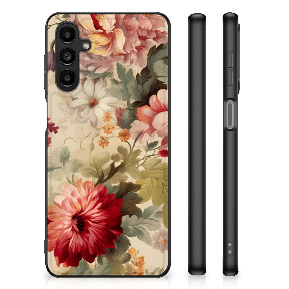 Bloemen Hoesje voor Samsung Galaxy A14 5G Bloemen met kleurrijke bloemenprint, geschikt voor vrouwen.