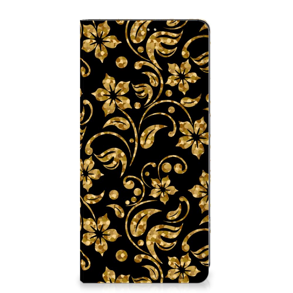 OPPO Reno8 T 4G Smart Cover Gouden Bloemen