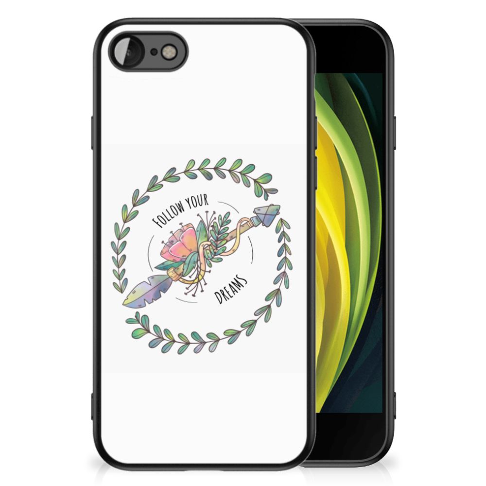 iPhone SE 2022 | SE 2020 | 7/8 Hoesje Boho Dreams met kleurrijk design en 'Follow Your Dreams' tekst.