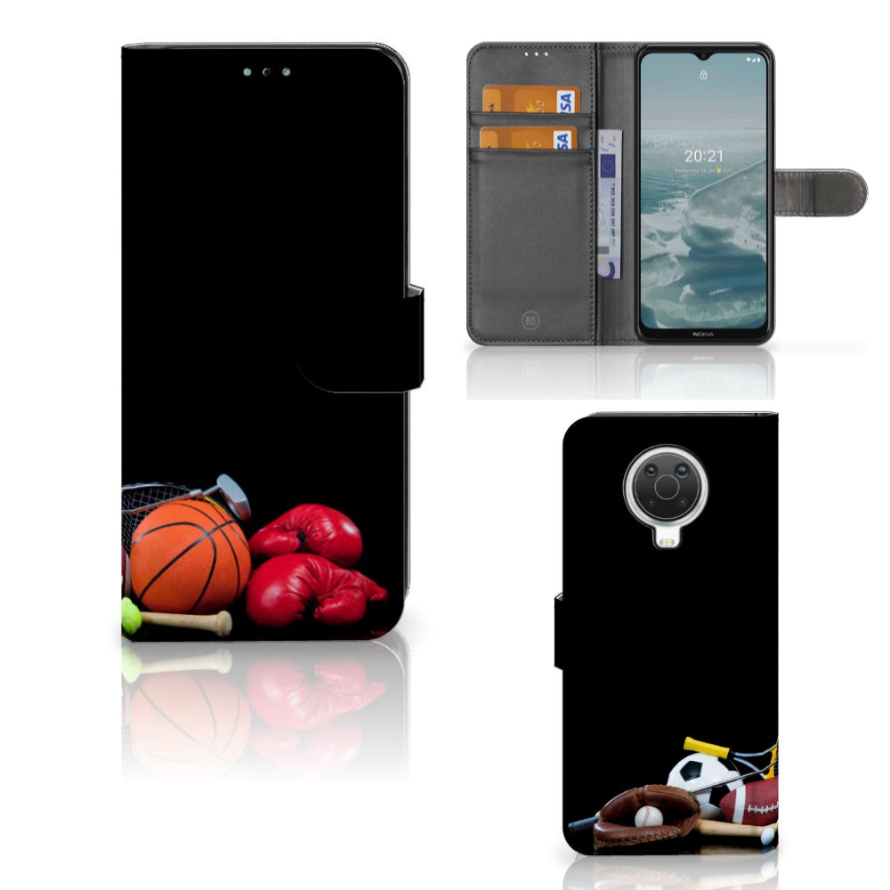Nokia G10 | G20 Wallet Case met Pasjes Sports met sportuitrusting en pasjeshouders.
