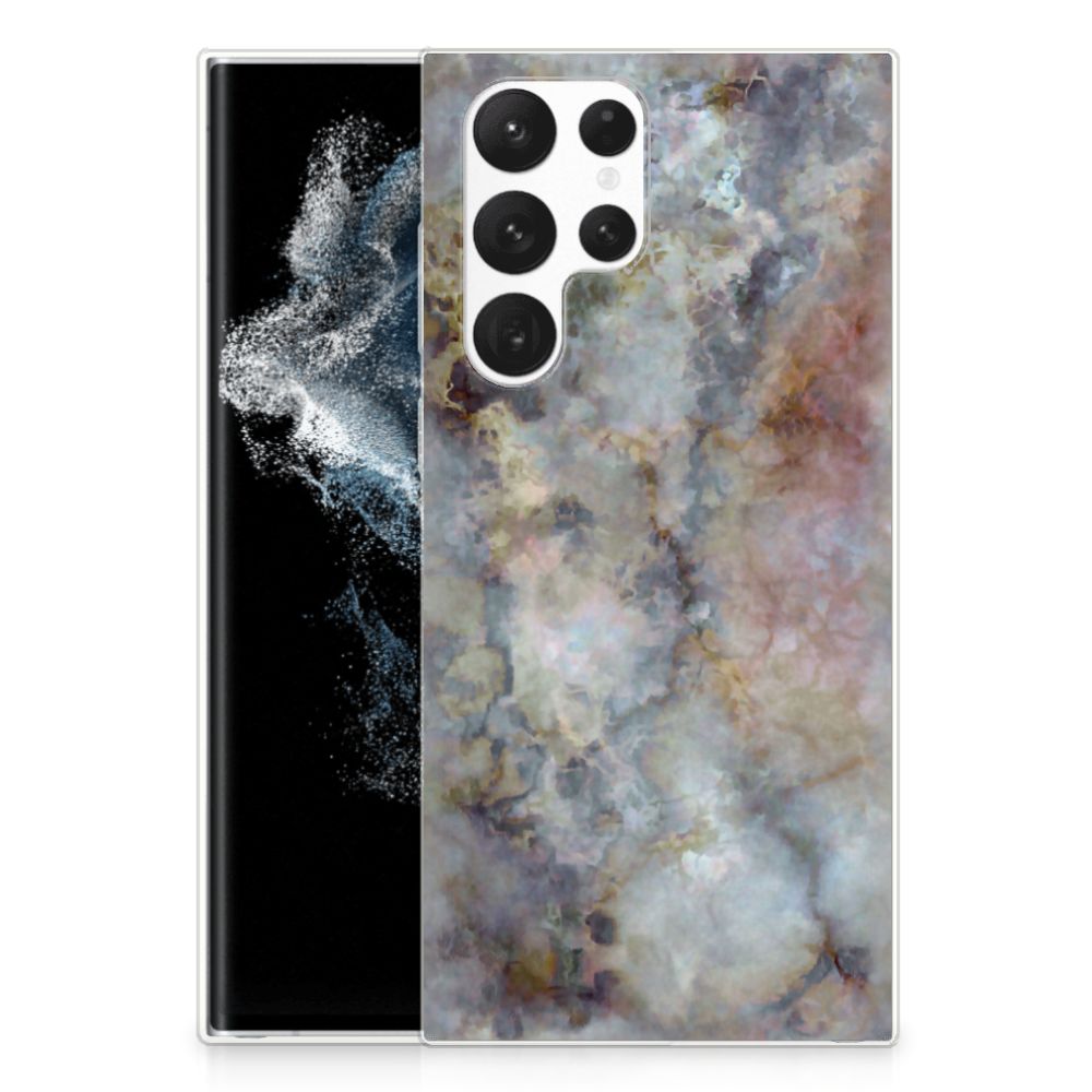 Samsung Galaxy S22 Ultra TPU Siliconen Hoesje Marmer Grijs B2C Telecom