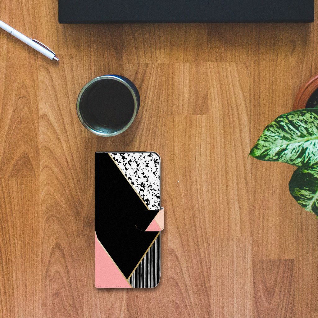 Nokia 7.2 | Nokia 6.2 Book Case Zwart Roze Vormen