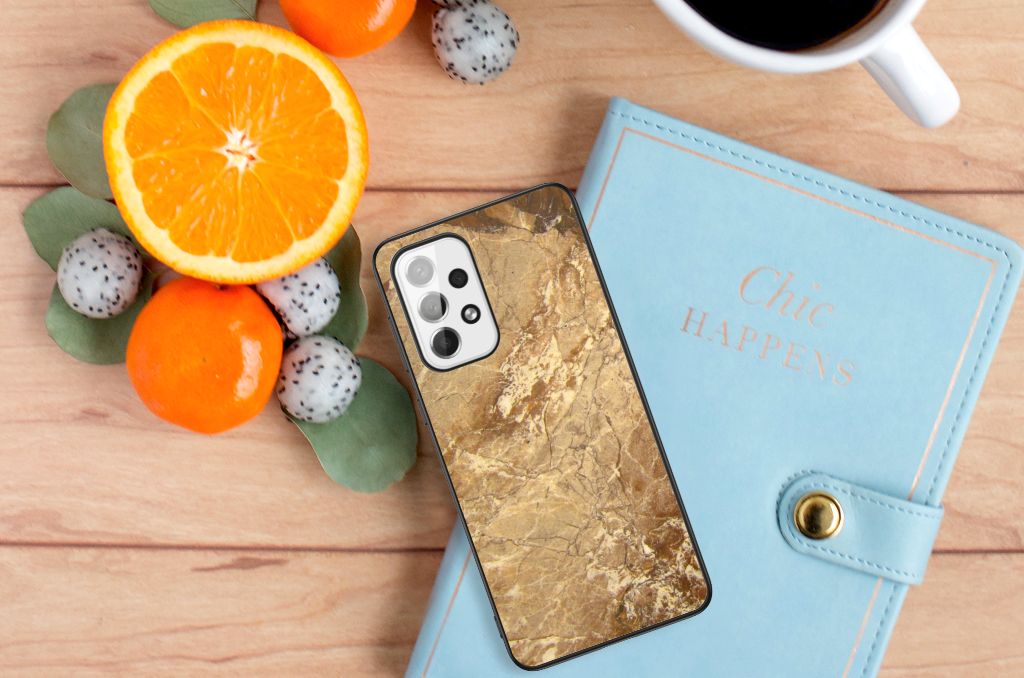 Samsung Galaxy A73 Marmeren Print Telefoonhoesje Marmer Creme B2C Telecom