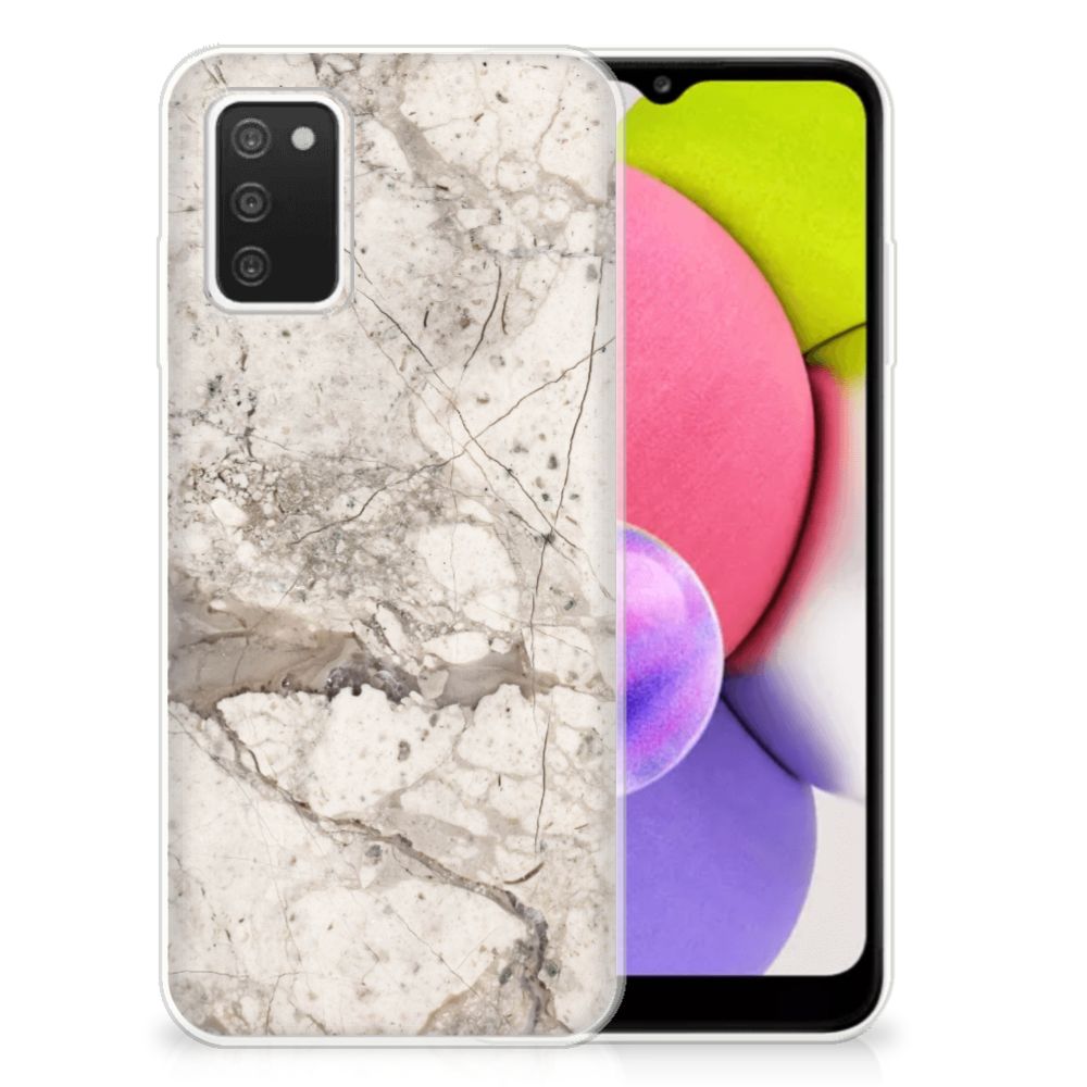 Samsung Galaxy A03S TPU Siliconen Hoesje Marmer Beige