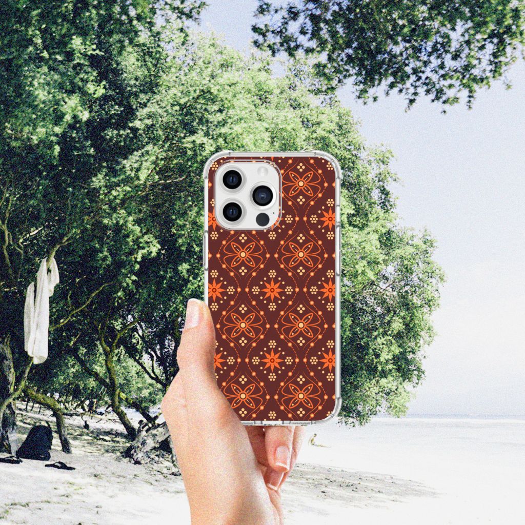 iPhone 13 Pro Max Doorzichtige Silicone Hoesje Batik Brown - B2C Telecom