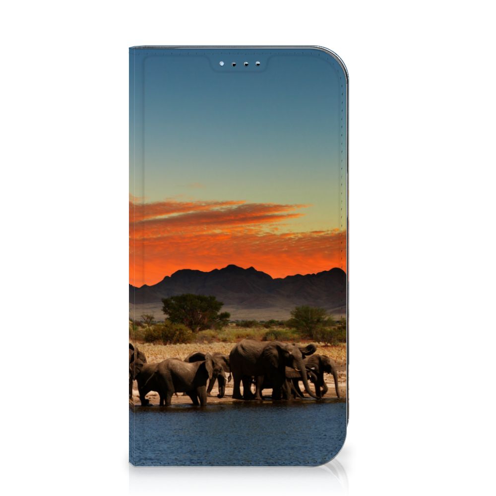 iPhone 15 Hoesje maken Olifanten met silhouet van olifanten bij zonsondergang đ
