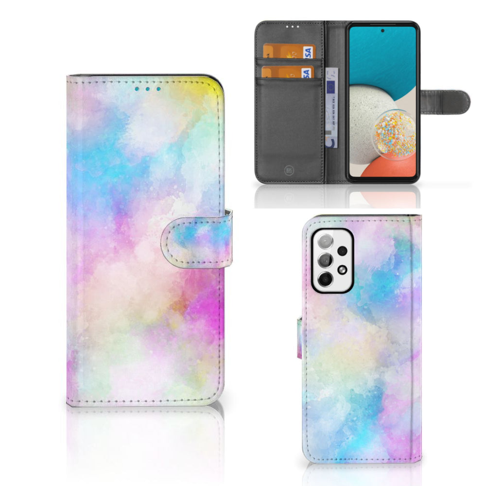 Hoesje Samsung Galaxy A73 5G Watercolor Light met pasjeshouder in pastelkleuren ontwerp.