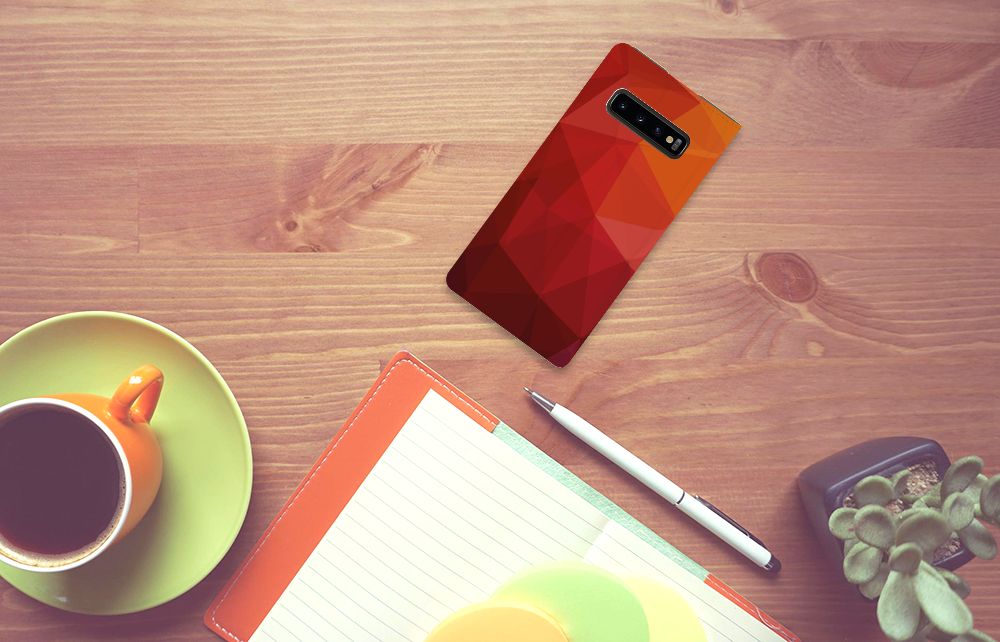 Stand Case voor Samsung Galaxy S10 Plus Polygon Red - B2C Telecom
