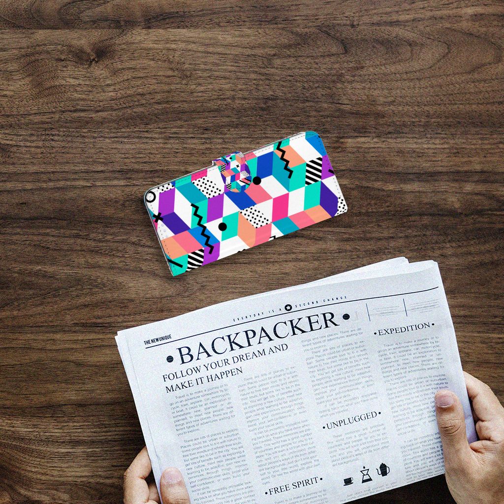 Motorola Moto G100 Book Case Blokken Kleurrijk