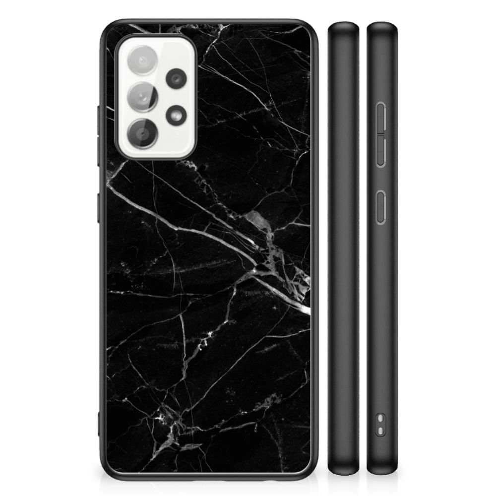 Samsung Galaxy A52 | A52s (5G/4G) Marmeren Print Telefoonhoesje Marmer Zwart - Origineel Cadeau Vader B2C Telecom