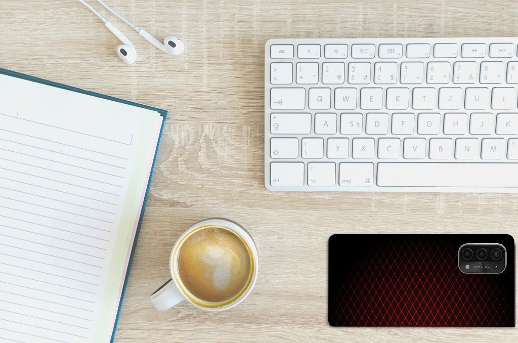 OPPO A54 5G | A74 5G | A93 5G Hoesje met Magneet Geruit Rood - B2C Telecom