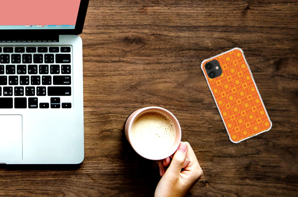 Apple iPhone 11 Doorzichtige Silicone Hoesje Batik Oranje
