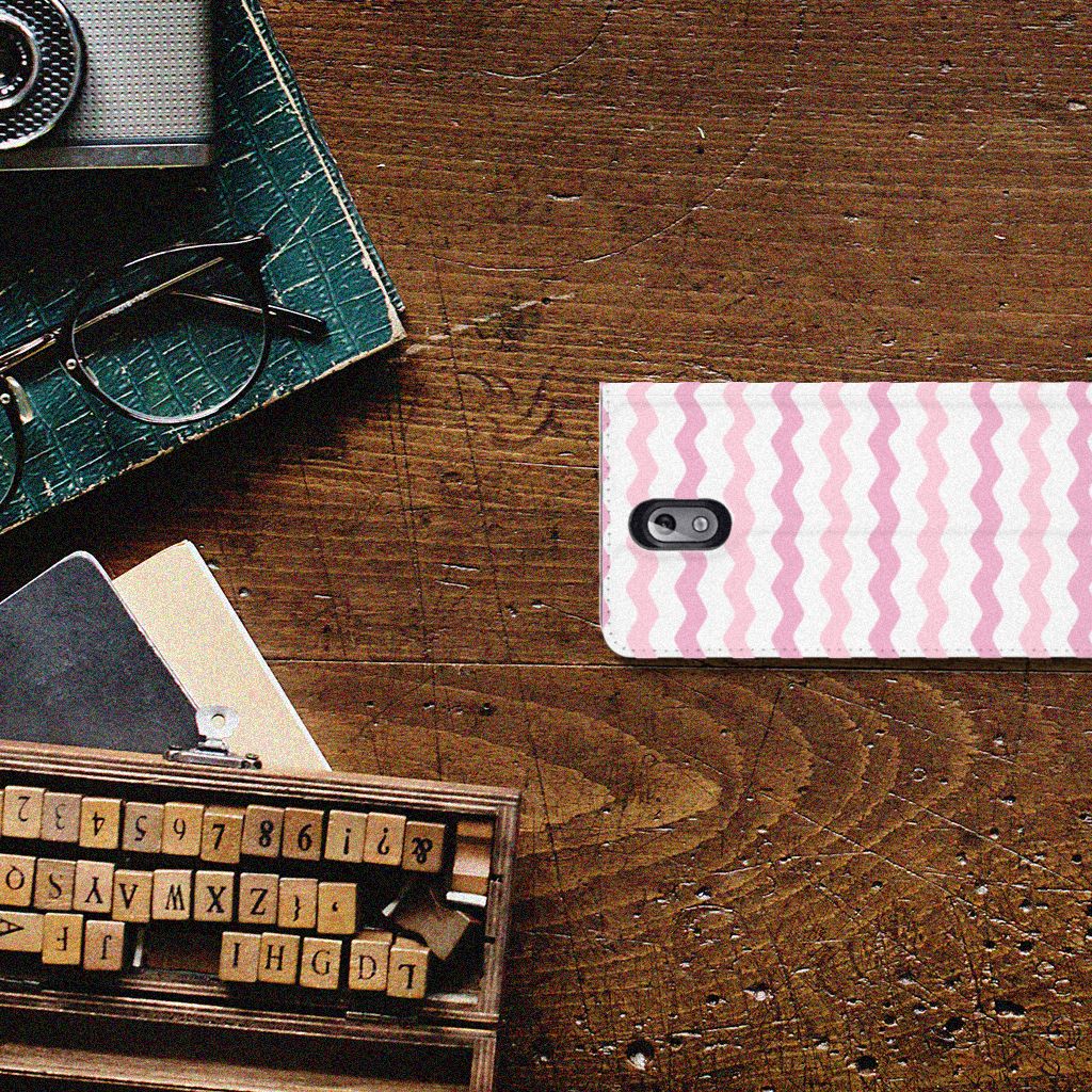 Nokia 3.1 (2018) Hoesje met Magneet Waves Roze