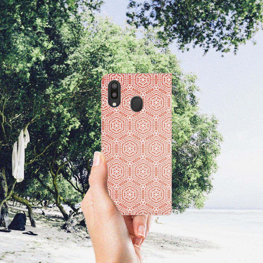 Samsung Galaxy M20 Hoesje met Magneet Pattern Orange