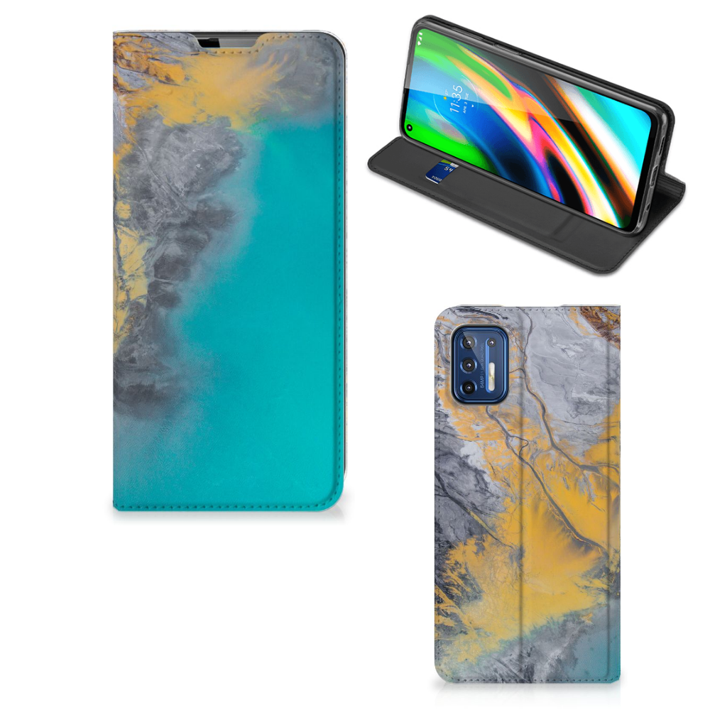 Motorola Moto G9 Plus Standcase Marble Blue Gold - B2C Telecom