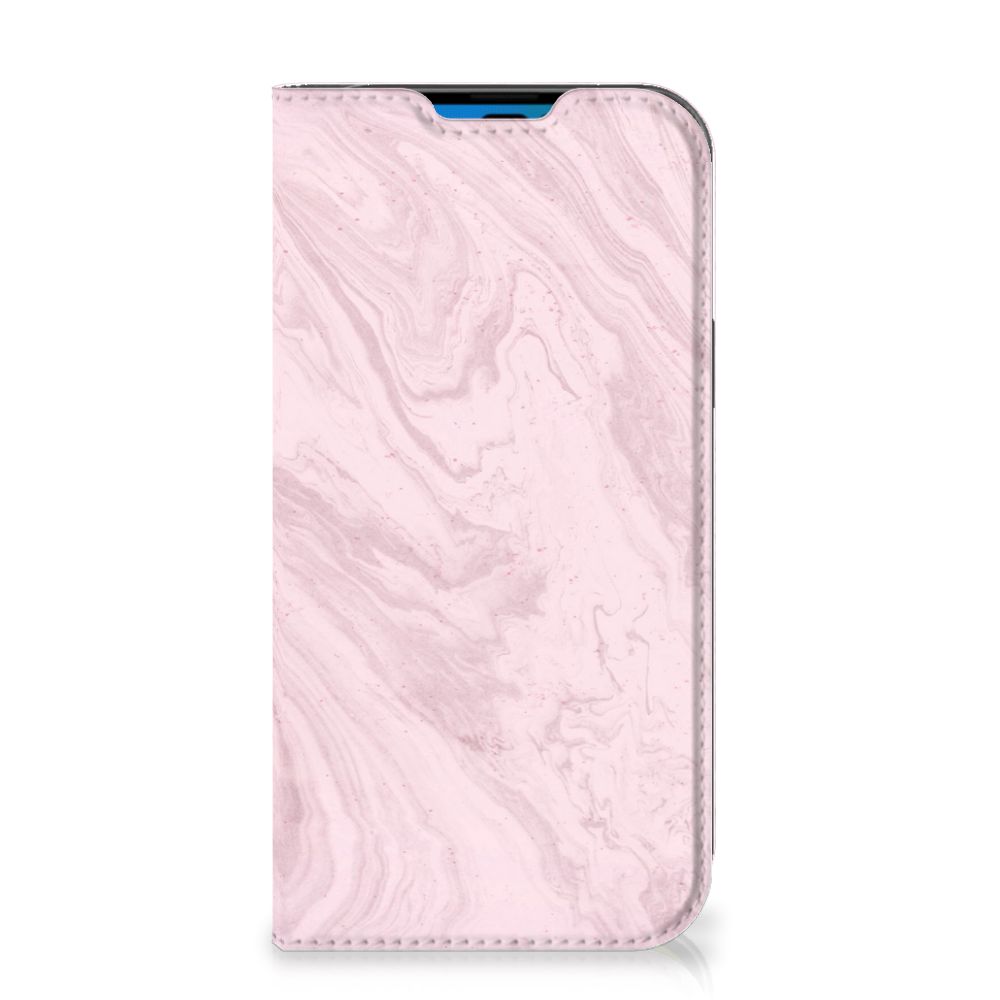 iPhone 14 Pro Standcase Marble Pink - Origineel Cadeau Vriendin met elegant roze marmerdesign.