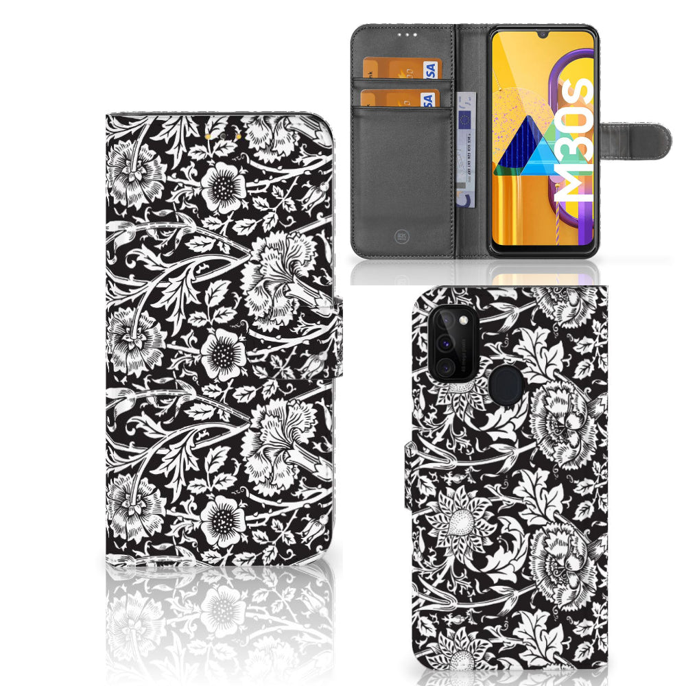 Samsung Galaxy M21 | M30s Hoesje Black Flowers