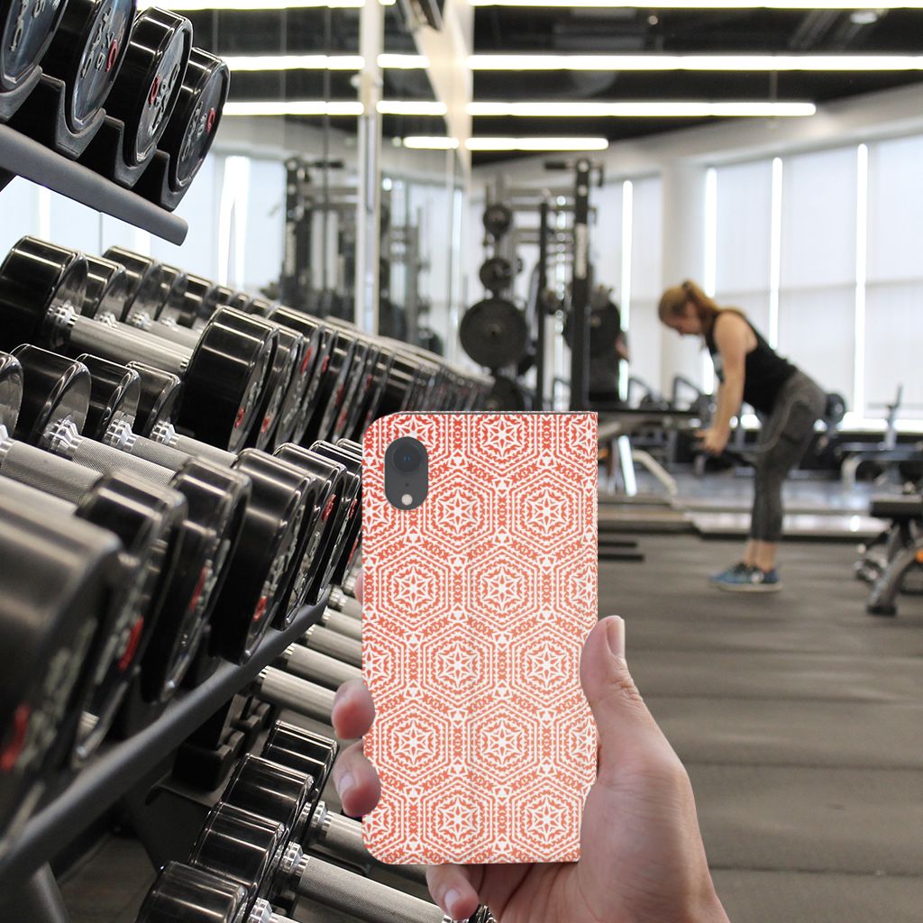 Apple iPhone Xr Hoesje met Magneet Pattern Orange