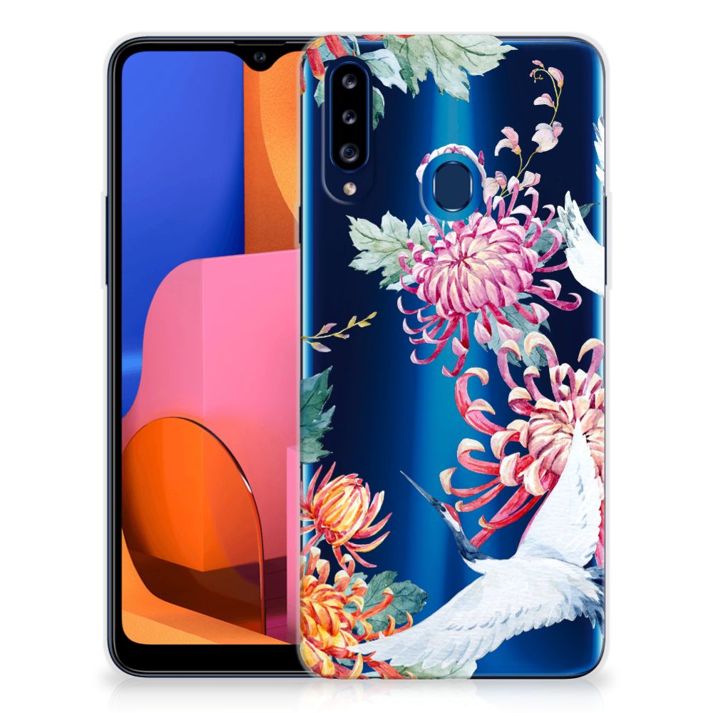Samsung Galaxy A20s TPU Hoesje Bird Flowers